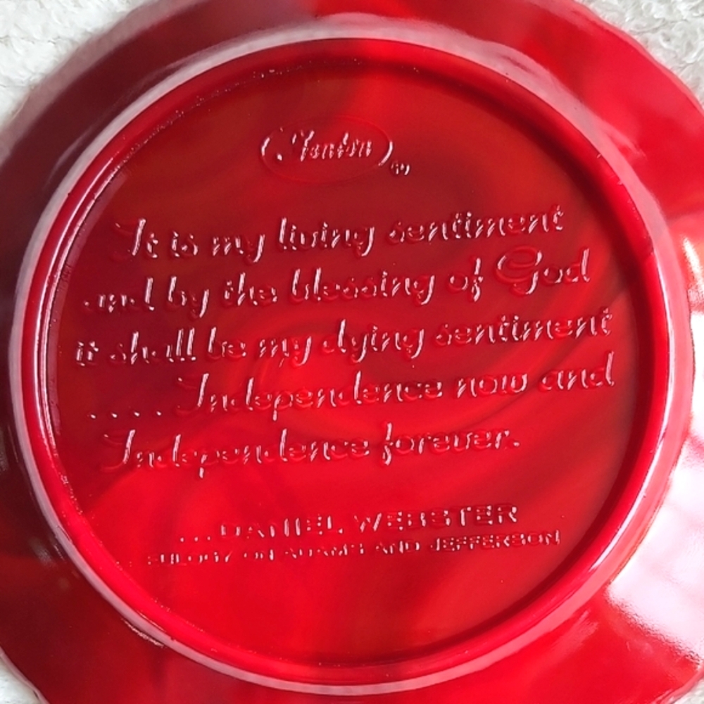 Fenton Red Glass Plate with Eagle Design - Picture 4 of 5
